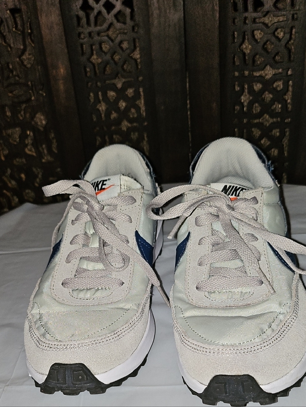 Nike Women's White and Navy Retro-Style Sneakers